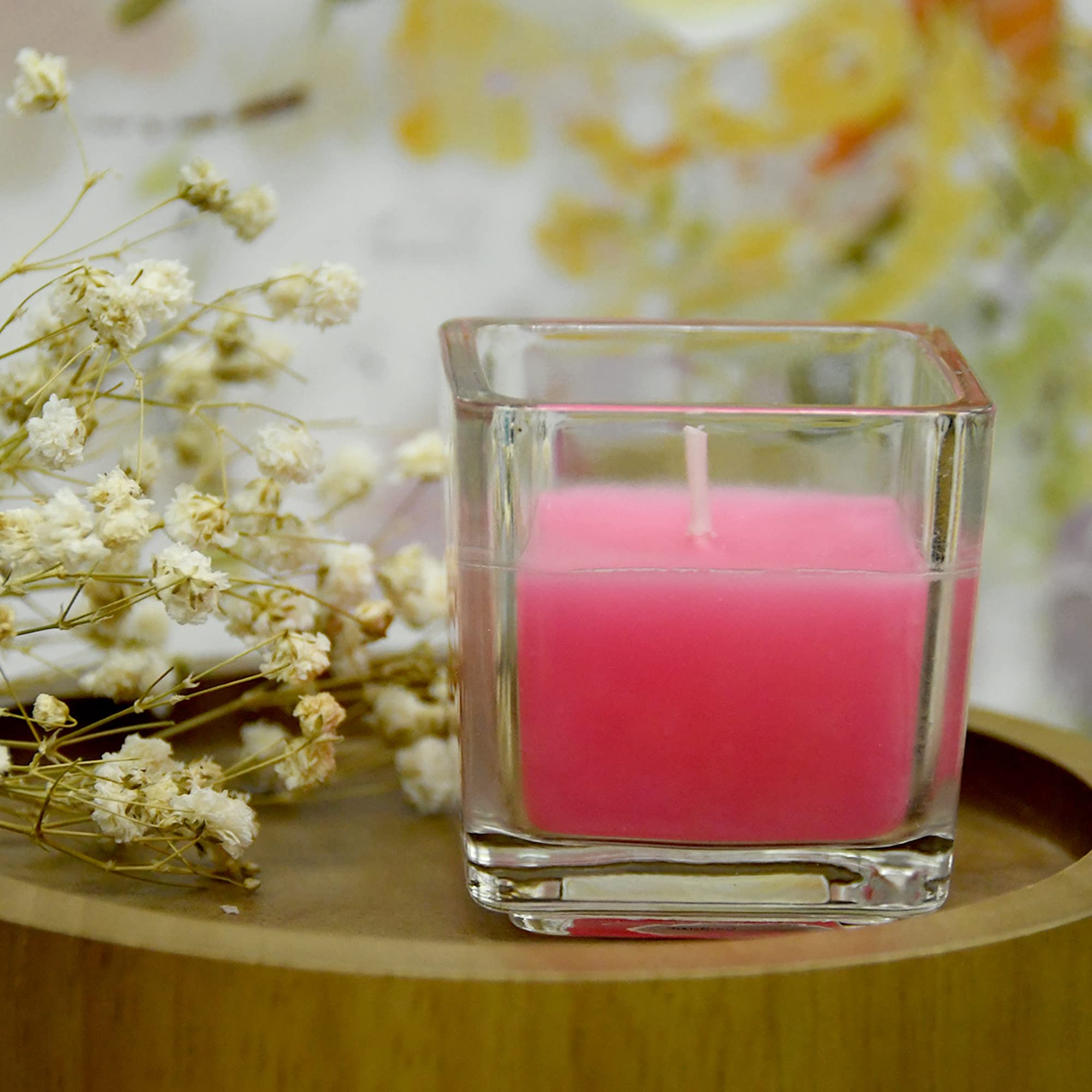 Zest Candle CVZ-035 12-Piece Votive Candles, Hot Pink Square Glass